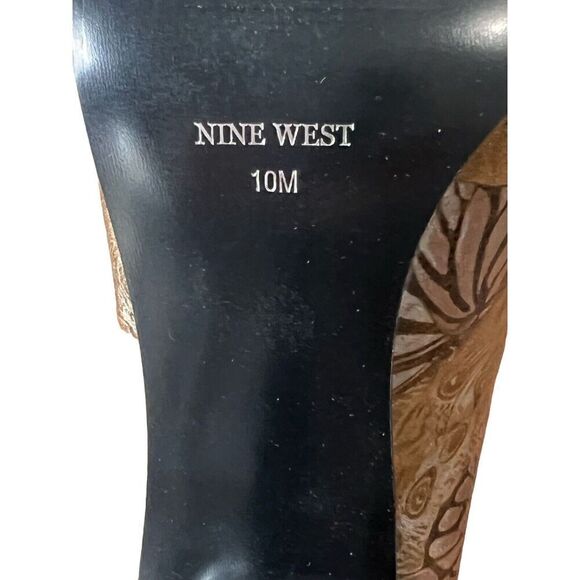 Nine West Silver & Gold Butterfly Pattern Leather Pump Womens Size 10 - Picture 11 of 12